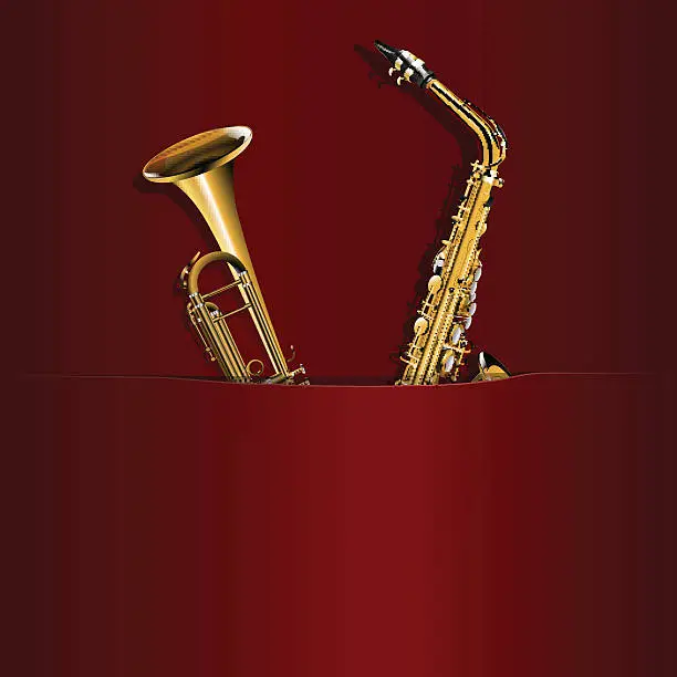 Vector illustration of saxophone and trumpet in your pocket