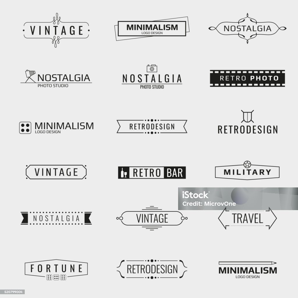 Vektor-minimalistische vintage-logo-Vorlagen - Lizenzfrei Spruchband Vektorgrafik