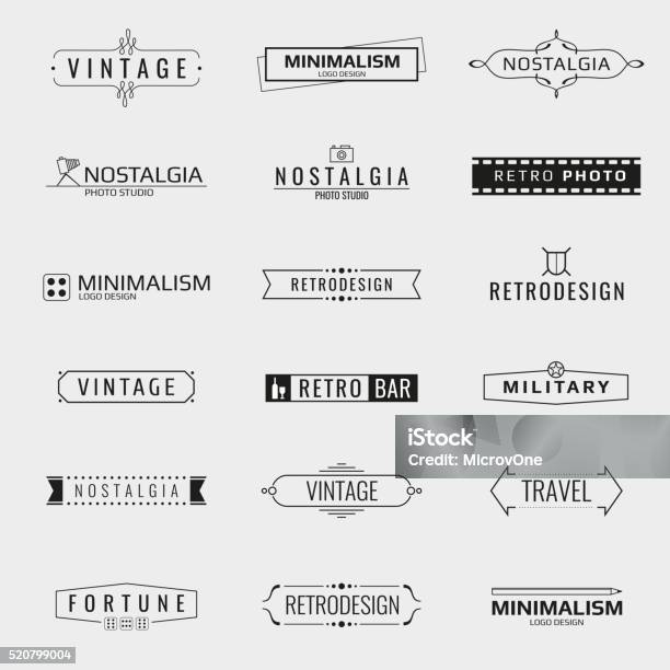 Vector Minimal Vintage Logo Templates Stock Illustration - Download Image Now - Banner - Sign, Border - Frame, Retro Style