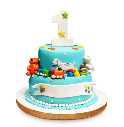 Birthday cake isolated on white background.