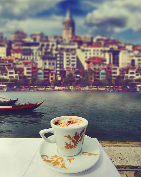 istock cup of coffee with Istanbul on a background 520802580