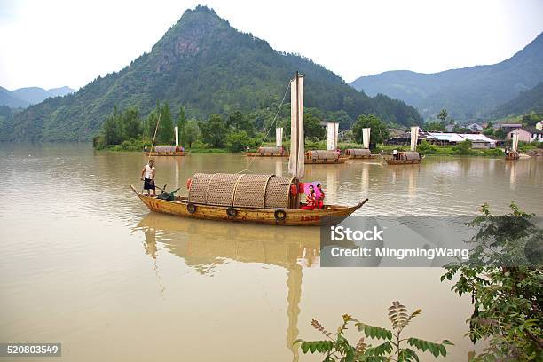 People Beautiful Girls Sing On Boat Along Hills Yunhe Lishui Stock Photo - Download Image Now