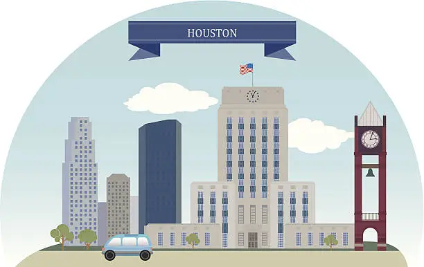 Vector illustration of Houston, USA