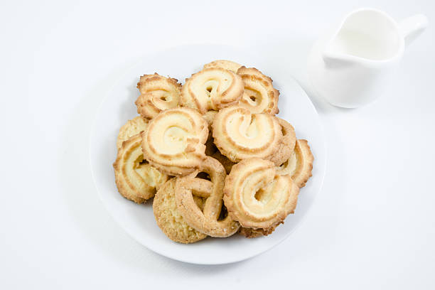 istock Danish Butter Cookies served with milk isolated 520806589