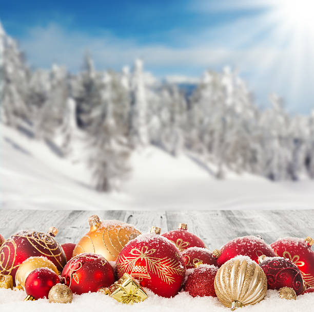 istock Winter scenery with christmas balls 520807909