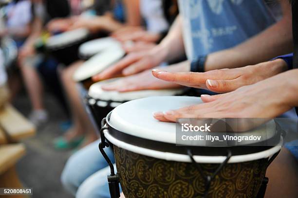 Group Of People With African Drums Stock Photo - Download Image Now - Djembe, Percussion Instrument, Drum - Percussion Instrument