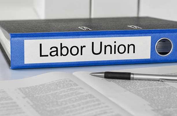 Folder with the label Labor Union stock photo