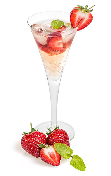 istock Drink with strawberries and mint in a champagne flute 520832462