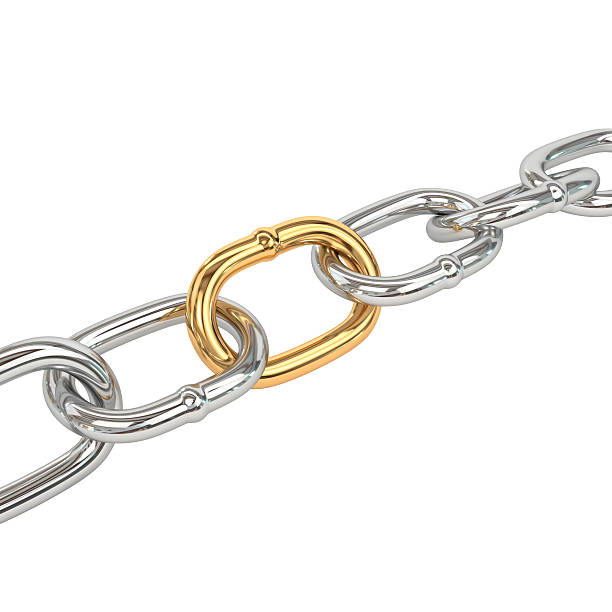istock Chain with golden link, isolated background. 3d illustration 520832716