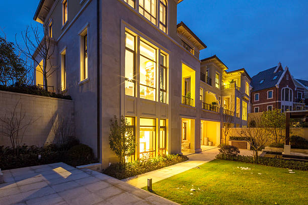 istock houses in modern villa at night 520834114