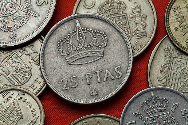 istock Coins of Spain. Spanish Royal crown 520835576