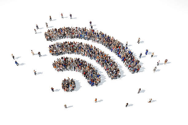 istock Group of people forming a wifi symbol 520835668