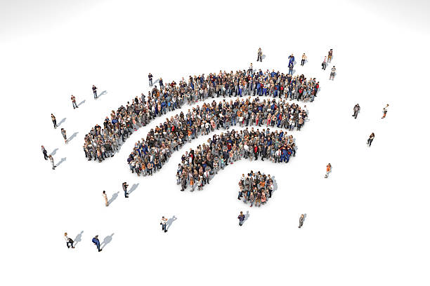 istock Group of people forming a wifi symbol 520835758