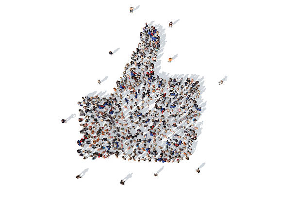 istock Group of people forming a thumbs up icon 520835860