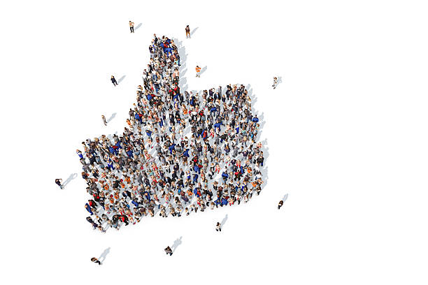 Group of people forming a thumbs up icon