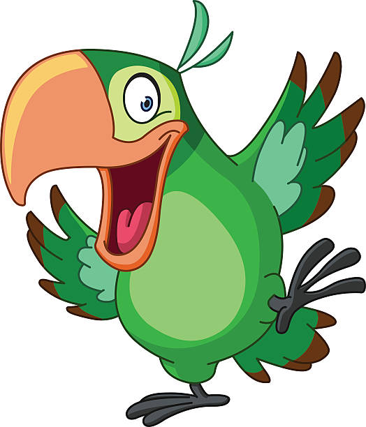 parakeet Happy parrot dancing safari animal clipart stock illustrations