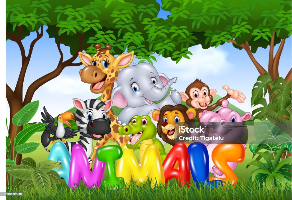 Cartoon Illustration Of Word Animal With Cartoon Wild Animal Stock  Illustration - Download Image Now - iStock