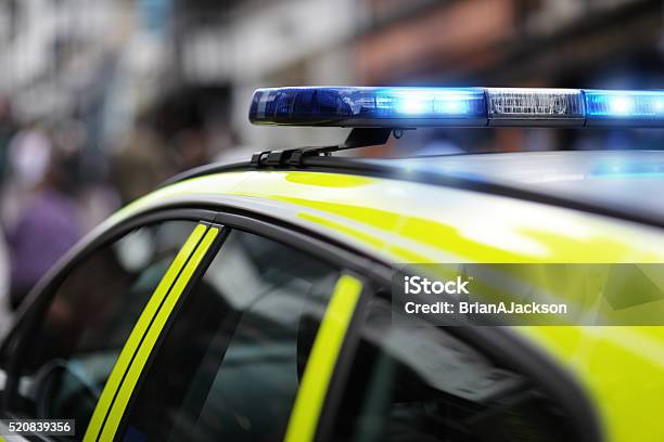 Police Siren At Accident Or Crime Scene Stock Photo - Download Image Now - Police Force, UK, Police Car