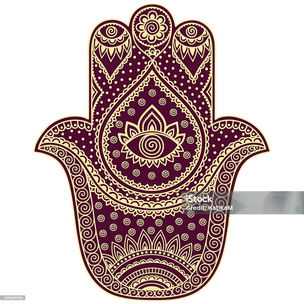 Color vector hamsa hand drawn symbol. Hamsa Symbol stock vector