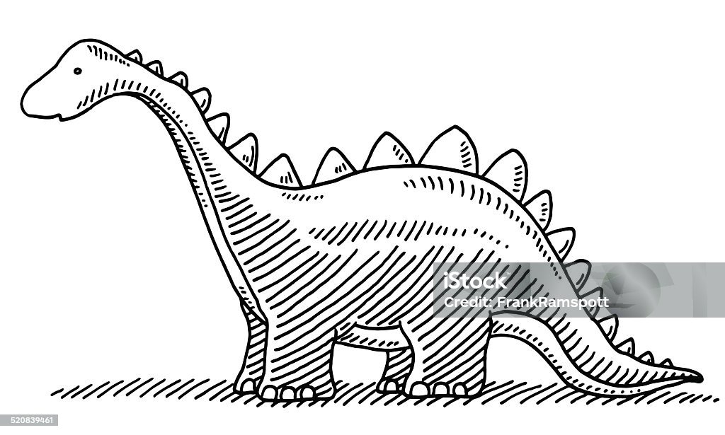 Linda dinosaurio de historieta dibujo - arte vectorial de Dinosaurio libre de derechos