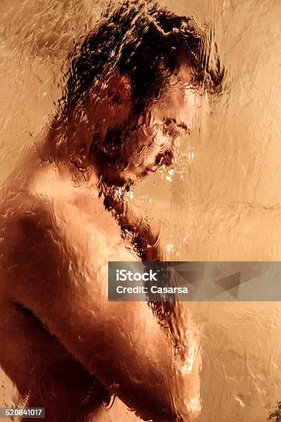 Young Man Showering Stock Photo - Download Image Now - Men, One Person, Only Men