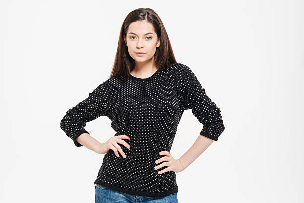istock Beautiful serious woman looking at camera 520841140