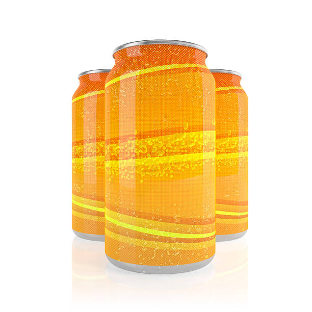 istock Orange tin can, no brand, blank label, white background 520841347