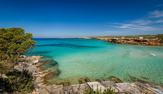 Cala Saona paradise beach at Formentera island. Balearic islands, Spain