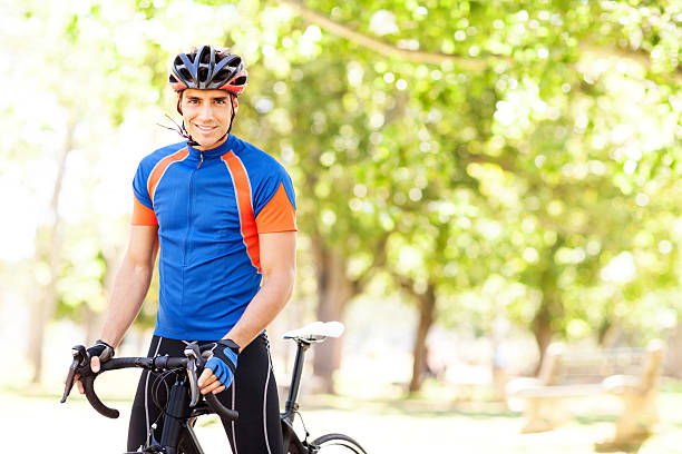istock Man In Sportswear With Bicycle At Park 520842249