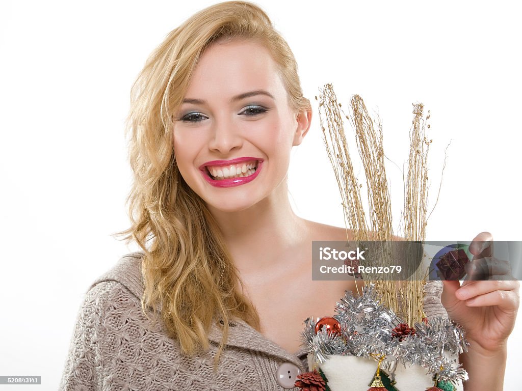 Beautiful woman with christmas gift portrai of young woman with gift Adult Stock Photo