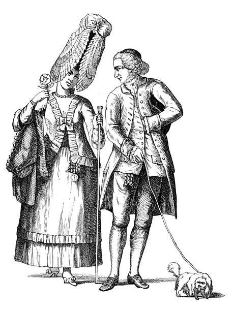 ilustrações de stock, clip art, desenhos animados e ícones de antigo ilustração de dia 18 século caricatura da senhora baronesa de bel-air - baroness