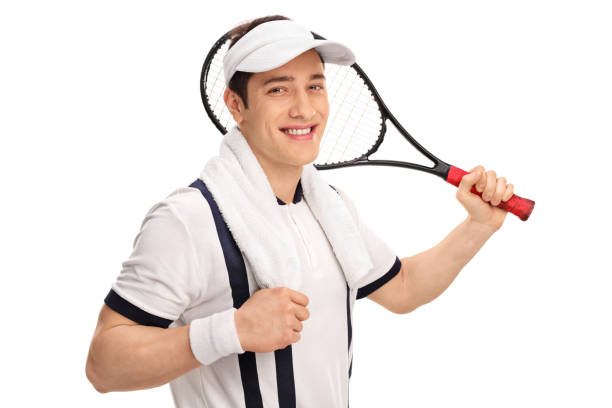 istock Cheerful tennis player holding a racket 520846976