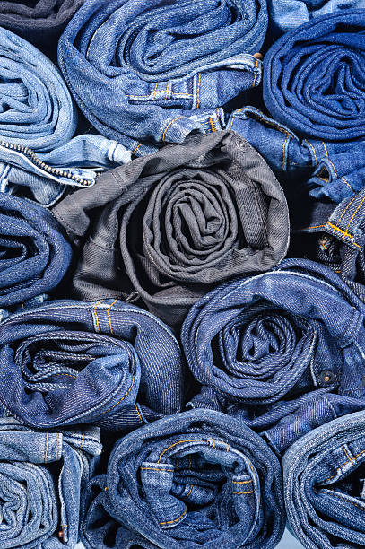 istock Lot of different blue jeans 520860131