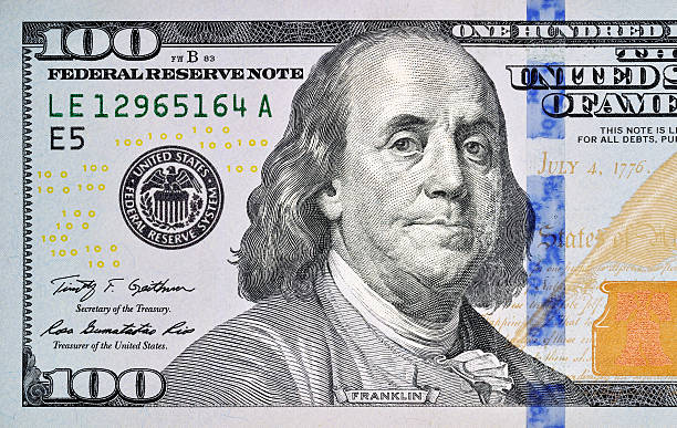 dollar bill one hundred dollar bill closeup american one hundred dollar bill stock pictures, royalty-free photos & images