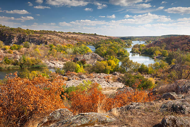 istock Beautiful Sunny Autumn Day  - Panoramic view on the river 520864705