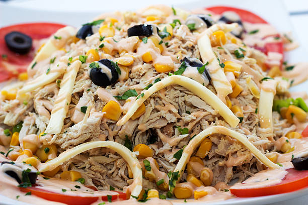 istock Salad with chicken and cheese. 520865381