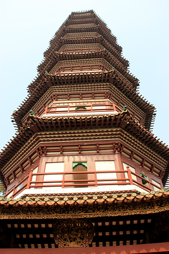 Flower Pagoda, the main structure of the Temple of the Six Banyan Trees or Baozhuangyan Temple in Guangzhou, China