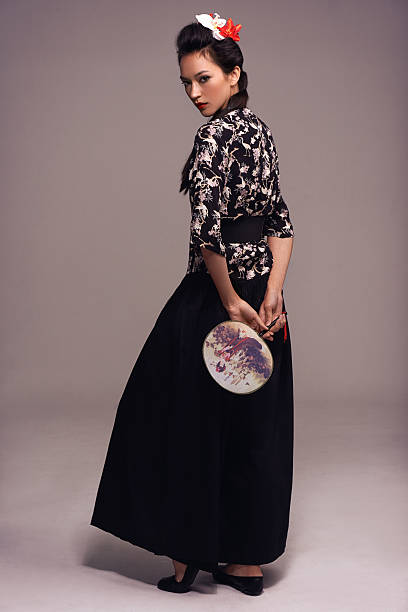 Studio shot of an attractive young woman dressed in traditional asian clothing