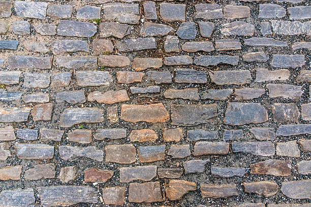 istock Cobblestone pavement on street in Prague 520875028