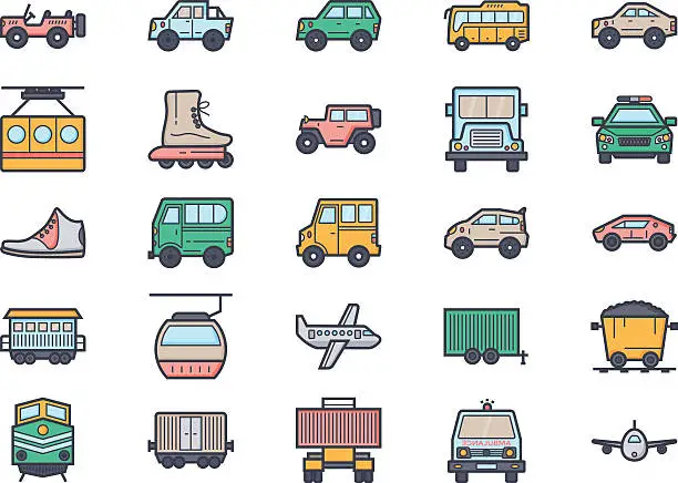 Vector illustration of Transport Illustration Icons 5