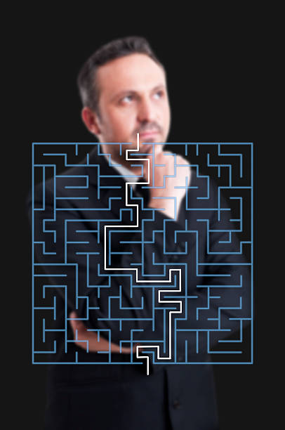 istock Successful business manager thinking to find fastest path in maz 520875418