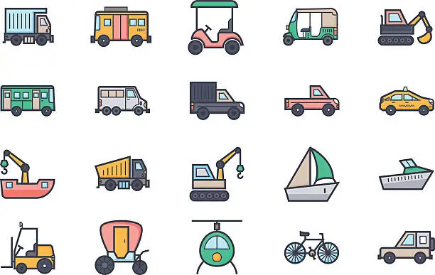 Vector illustration of Transport Illustration Icons 3