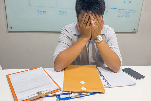 istock The man depressed by unexpected result at work 520876060