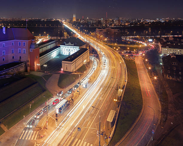 istock Panorama of modern Warsaw by night 520883606