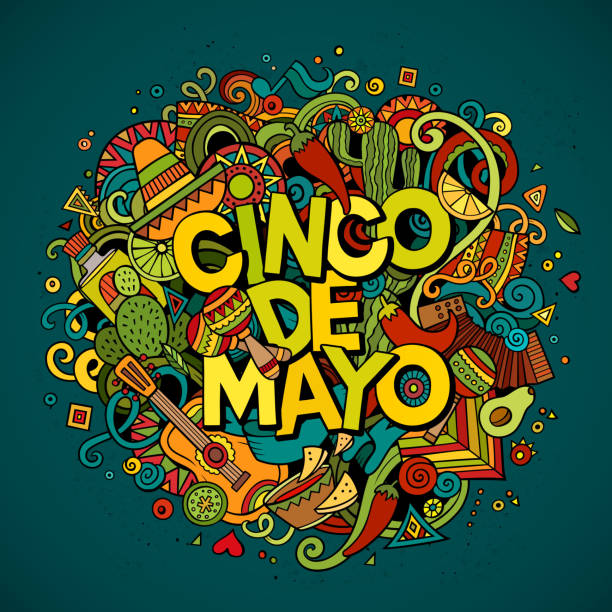 ilustraciones, imágenes clip art, dibujos animados e iconos de stock de cinco de mayo ilustración dibujo animado - mexican culture cinco de mayo backgrounds sombrero