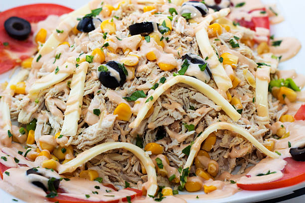 istock Salad with chicken and cheese. 520885693