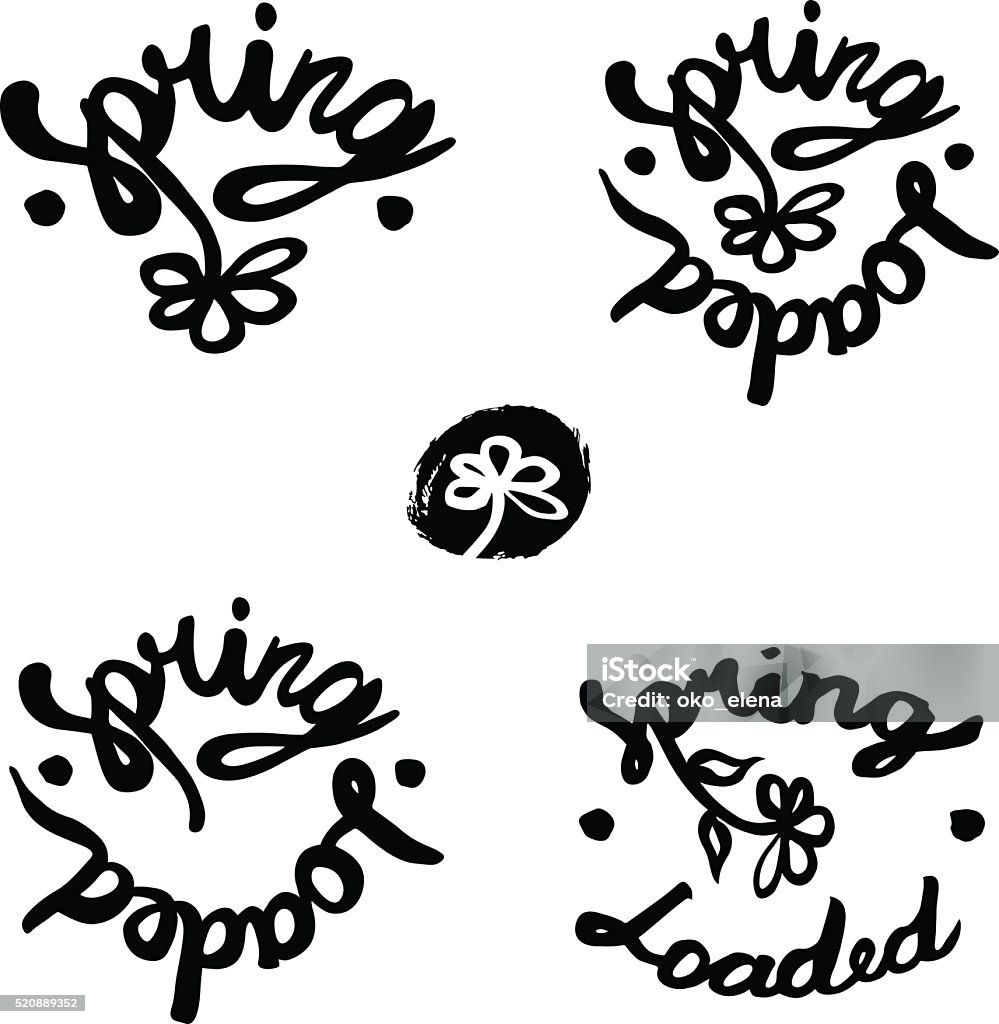 Spring Calligraphy Set Spring Calligraphy Set Stock Illustration - Download Image Now - Badge ...