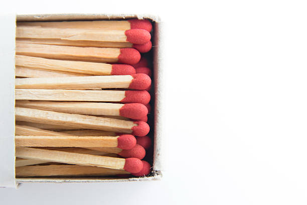 istock Macro of matches isolated on white background 520890438