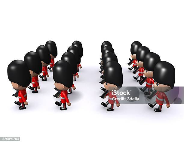 3d Marhcing Formation Of Coldstream Guards Side View Stock Photo - Download Image Now