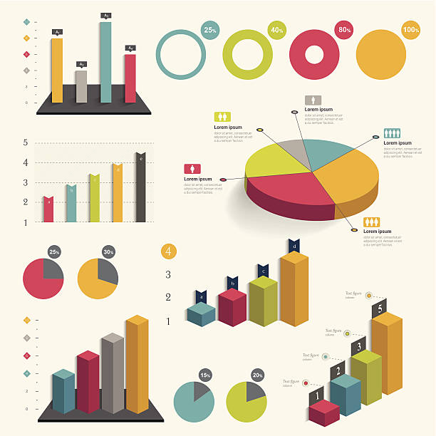 reihe von business-flachen design, 3d-diagramm. infografiken aufzurufen. - plan letter d abstract simplicity stock-grafiken, -clipart, -cartoons und -symbole